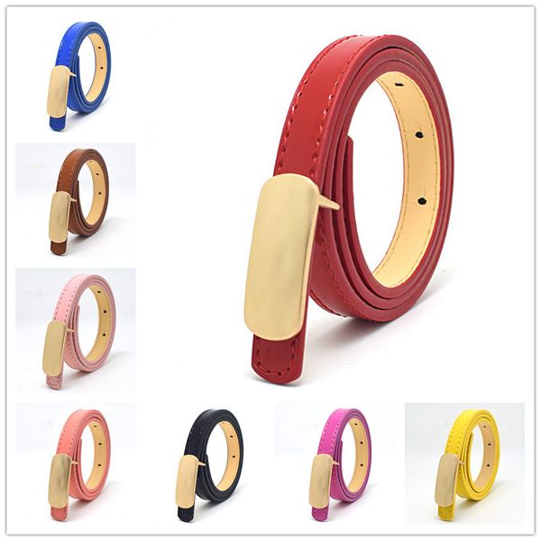 

fashion kids smooth buckle narrow belt children candy color patent leather dress belts boys pants waistband all-match waist strap a7335, Black