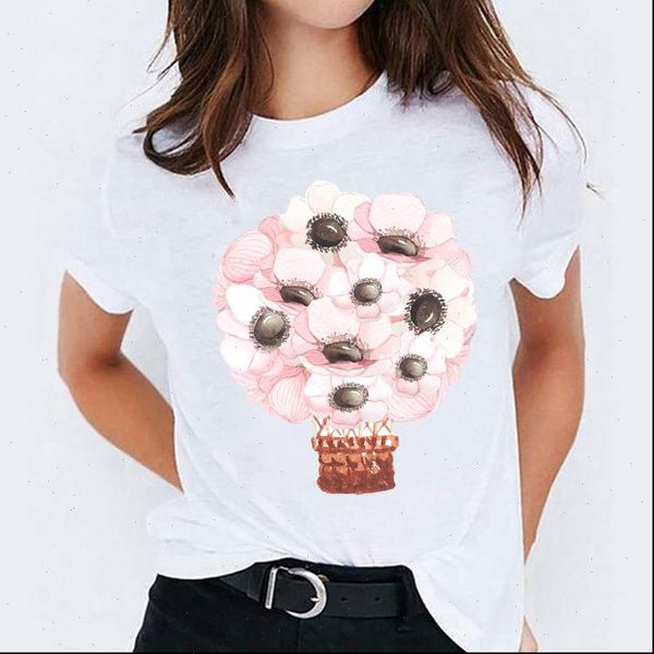 

floral flower travel holiday printing womens t shirt print graphic tee, White