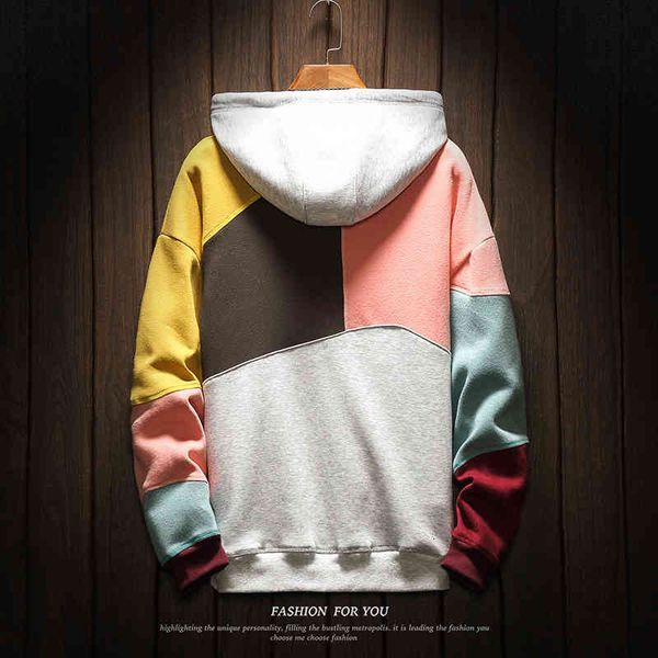 

hoodie men pullover men's colorblocked new fashion sweatshirts mens patchwork japanese retro hooded hoodies 200923, Black