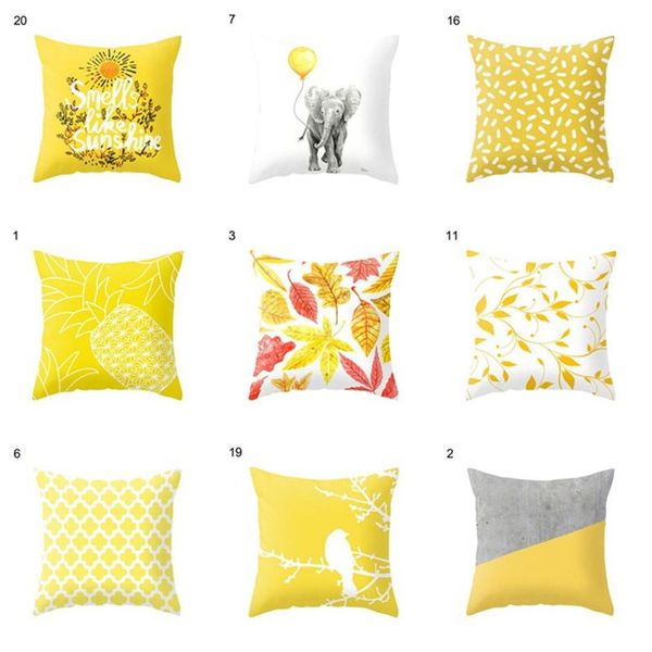 

cushion/decorative pillow cover 1pc polyester yellow sofa waist throw cushion home decor pillowcase decoration accessories