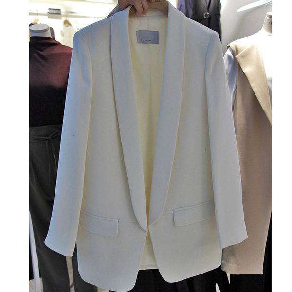 

women's suits & blazers blazers spring autumn blazer feminino korean chic solid shawl collar women ol coats black white nay blue xs-x a, White;black