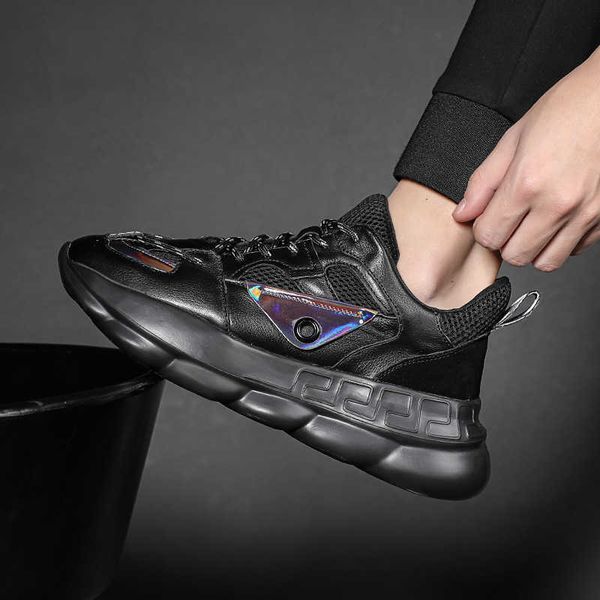 

leather leather men's sho 2021 spring and summer leisure sports dad korean trendy