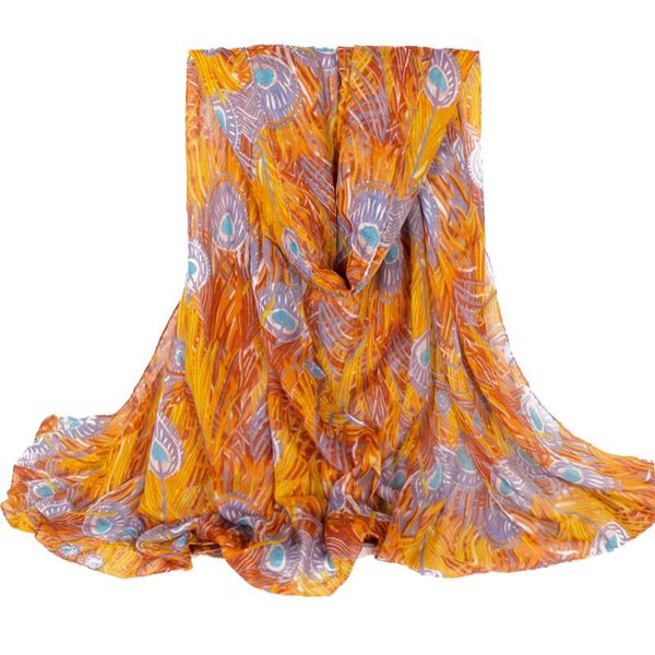 

scarves fashion lightweight women scarf spring orange feather print polyester large soft warm beach shawl and warps 180*110 cm, Blue;gray