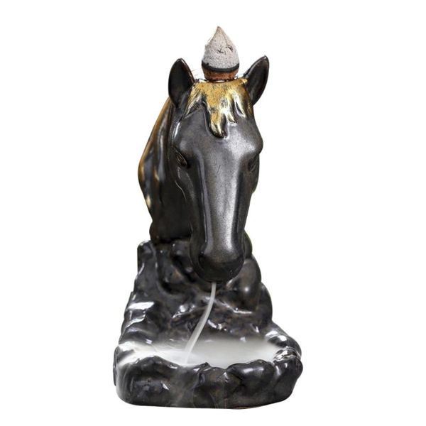 

fragrance lamps 1pc ceramic horse head incense burner backflow holder deskdecoration craft