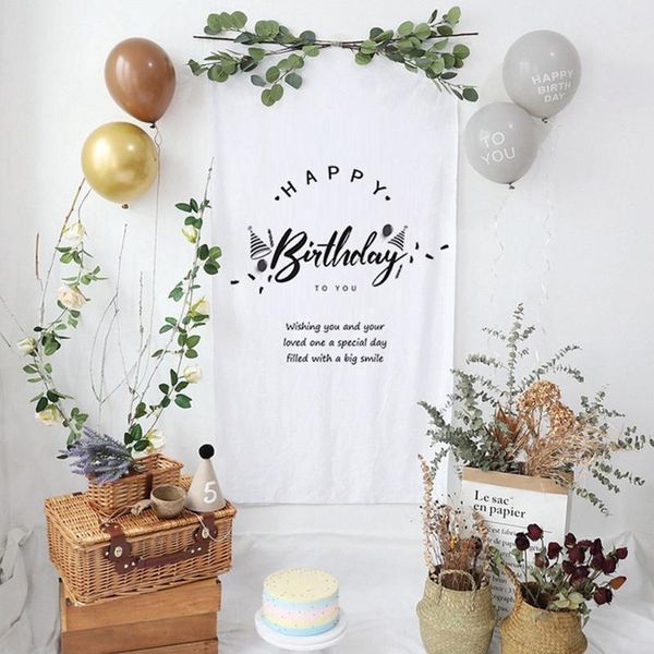 

tapestries ins birthday decoration brushed fabric backdrop white blue pink kids room tapestry art wall cloth decor hanging 90x160cm