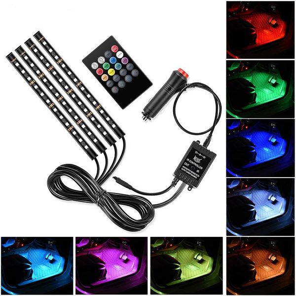 

interior&external lights led car foot light ambient lamp with usb wireless remote music control multiple modes automotive interior decorativ