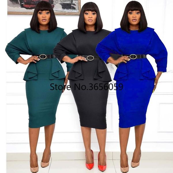 

ethnic clothing 2021 arrival spring and autumn african women o-neck green black blue color dress dresses for, Red