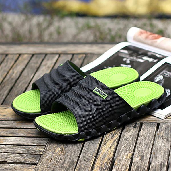 

slippers 2021 men massage comfortable shoes male summer beach fashion non-slip the man footwear plus size 40-45, Black