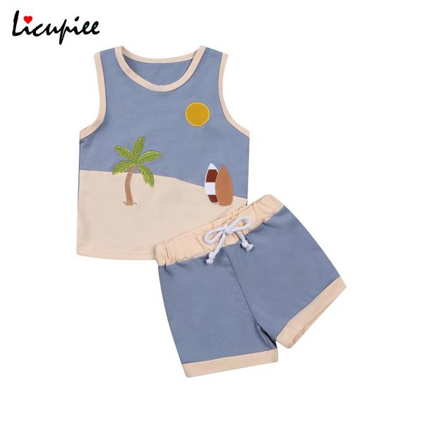 

clothing sets 1-5 years fashon sleeveless children's two piece set, kid's vest tank waist elastic lace up shorts beachwear set, White