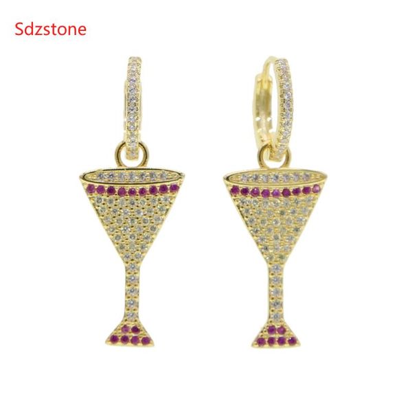 

dangle & chandelier women's jewelry drop earringr rainbow cz wine glass long earrings for women, Silver