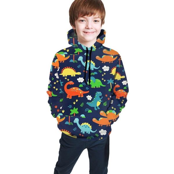 

men's hoodies & sweatshirts noisydesigns boys hoodie colorful cartoon dinosaurs streetwear teens hooded pullover pocket fashion coat dr, Black