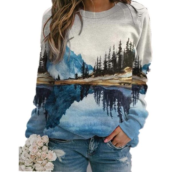 

women's hoodies & sweatshirts women vintage water moon print sweatershirts autumn long sleeve pullovers sudaderas feminino, Black
