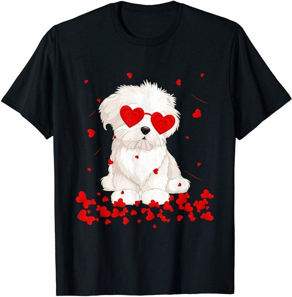 

maltese heart valentines day gift dog dad dog mom t-shirt size s-5xl, White;black