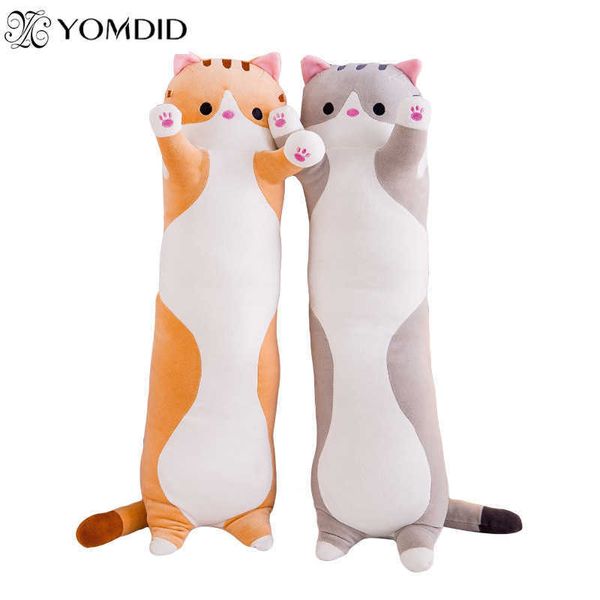 Fashion Cute Cat Sleep Long Plush Per inviare bambini Ginocchio Cuscino Almofada Coussin Regalo di compleanno Cojines Decorativos Cuscino del sedile 210716