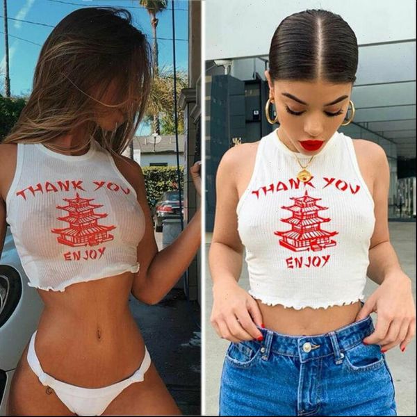 

womens camis fashion womans summer knitted vest sports alphabet crop shirt blouse, White