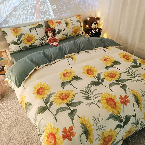 

2021 pure wind bed four piece set of all cotton fitted sheet bedding nordic style