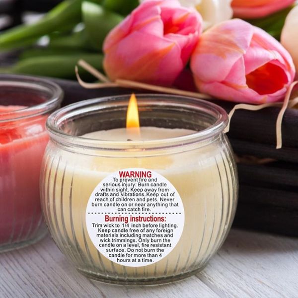 

2pcs stickers seal labels roll sticker candle warning safety for containers jars tins gift wrap