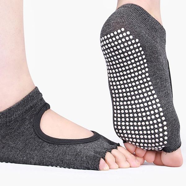 

sports socks 1 pair non skid sticky grip yoga for women anti slip lady gym fitness pilates professional dance sock, Black