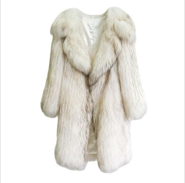 

women's fur & faux long section women suit collar imitation jacket warm winter autumn female fake outwear fashion clothes j3459, Black