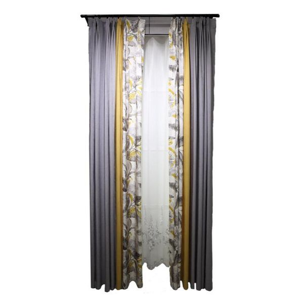 

gray mosaic yellow modern minimalist nordic style curtains living room bedroom bay window high-grade shading customization curtain & drapes