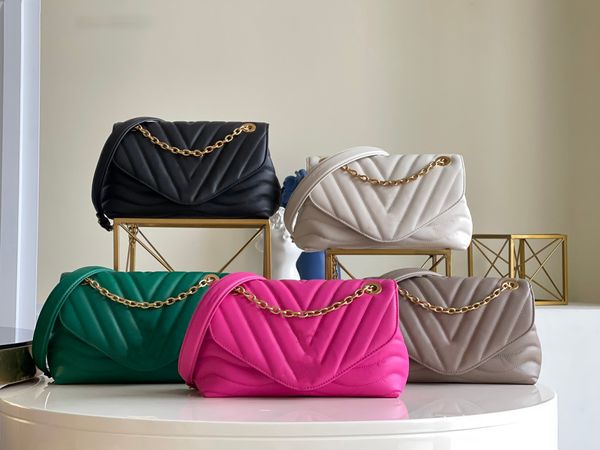 

luxury designer women luis vitton shoulder bags new wave gold chains crossbody hanbag leather fashion multicolor metal letters quilted v hre
