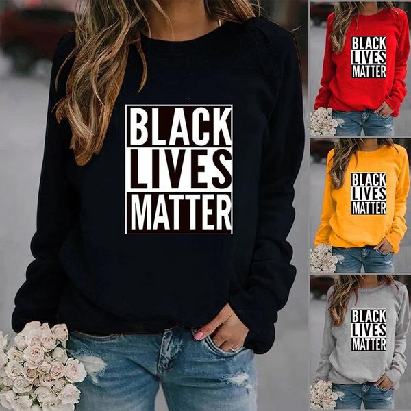 

women's hoodies & sweatshirts black lives matter printed women fleece long sleeve o neck loose sweatshirt girls hoodie pullovers winter