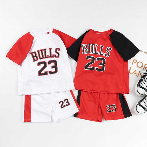 

2021 new children's basketball suit short sleeve jersey children's sports suit summer shorts vest suit, Black;white