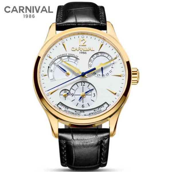 

clock original carnaval fashion men make multifunctional automatic calendar waterproof mechanical watches white curtain, Slivery;brown