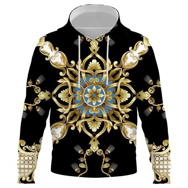 

men's hoodies & sweatshirts 2021 spring and winter fashion retro luxury men women pattern 3d printed hoodie sweatshirt streetwear cloth, Black