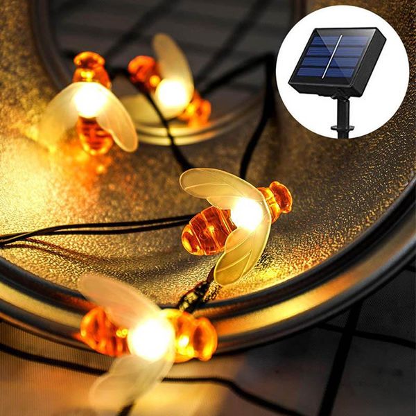 

patio 30leds bee fairy light solar powered fence garden garland lights honey led string 20leds christmas 50leds outdoor decorations