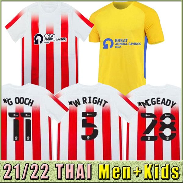

21/22 sunderland soccer jerseys 2021 wright gooch xhemajli maillots de foot mcgeady stewart football uniform shirts thailand, Black;yellow