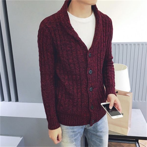 

men's autumn winter sweater men v-neck solid color slim fit knitting mens sweaters cardigan male fashion casual s the3, White;black