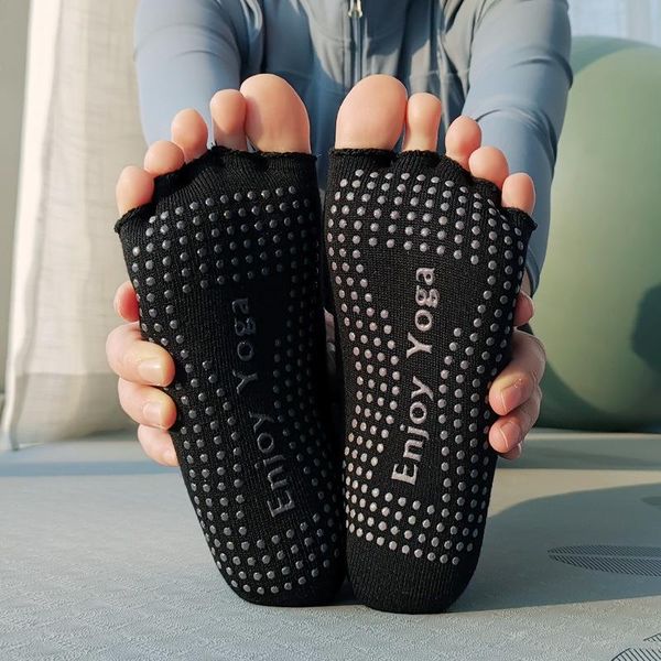 

yoga socks 5 pairs per set fitness dance running floor sports, Black