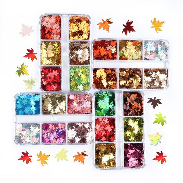 

nail art decorations 6 grid holographic flash sequins laser sequin autumn 3d decoration nails, Silver;gold