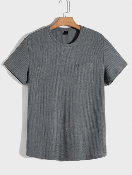 

men pocket patched waffle knit tee v2tn#, White;black