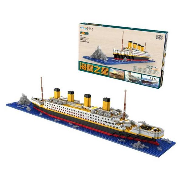 

1860 pcs titanic cruise ship model boat building block set micro mini diy assembling blocks toys g1204