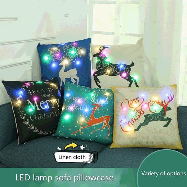 

home pillowcase creative led lights sofa christmas theme pillow case