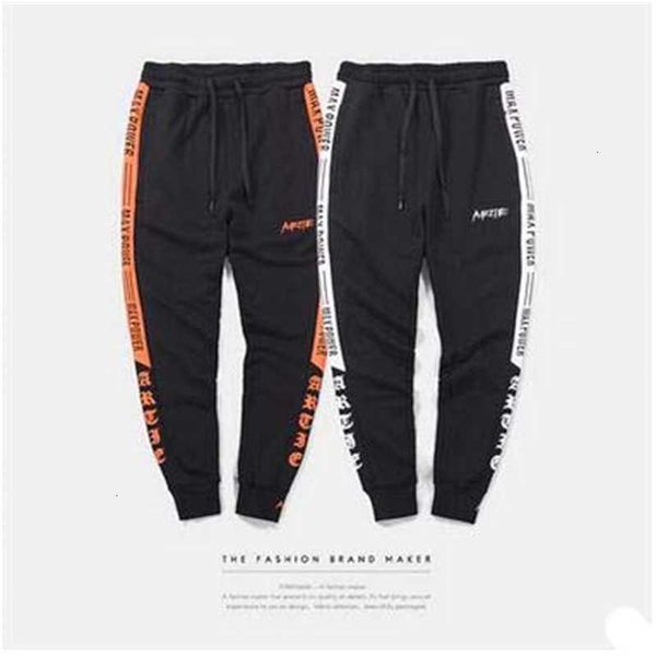 

men's pants hi-street letter printing long ankle banded pencil thin cotton sport warm comfortable sweat zqfq, Black