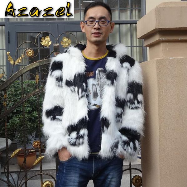 

men's fur & faux winter warm clothes men hooded high imitation coat man nightclubs personality trend skull coats male jackets s-6xl, Black