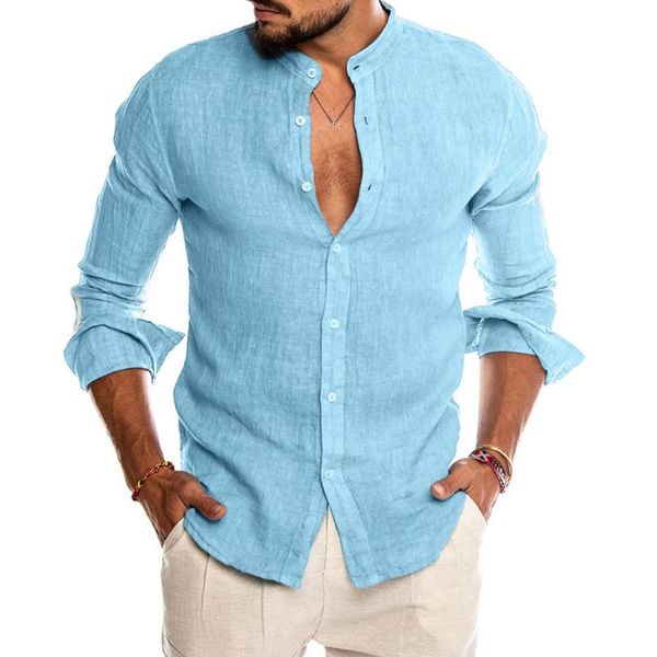 

men's casual shirts 2021 blouse cotton linen shirt loose short sleeve tee spring autumn summer handsome men, White;black