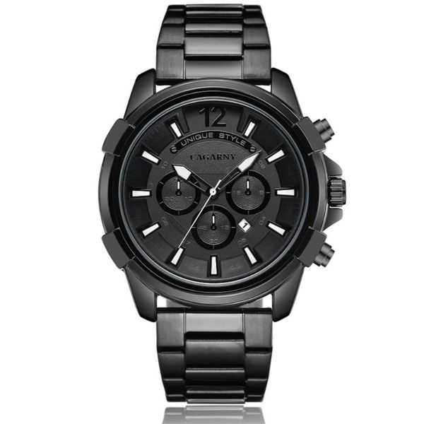 

wristwatches cagarny watch men stainless steel men's sports calendar big dial fashion quartz relogio masculino clock watches, Slivery;brown
