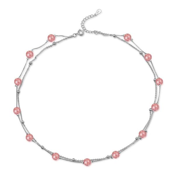 

luxury double chains rhinestone 925 sterling silver lady choker necklaces jewelry women short chain no fade wedding gift chokers, Golden;silver