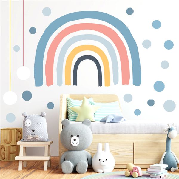 Atacado arco-íris DIY arte adesivos de parede decoração pvc auto-adesivo papel de parede berçário infantil adesivo de desenhos animados decoração impermeável