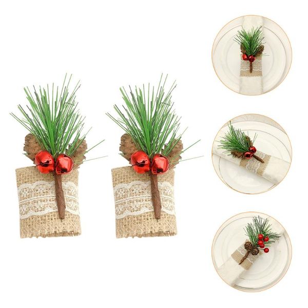 

napkin rings 2pcs xmas holders christmas pine needles clasps buckles