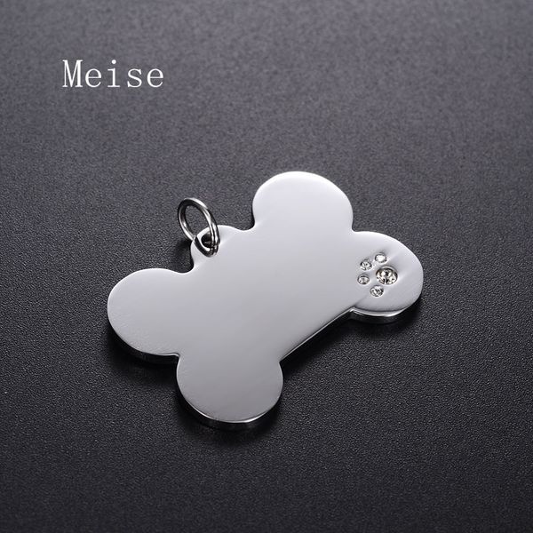 

stainless steel dog tag titanium steel military inlaid with diamond bone metal pet tag lettering
