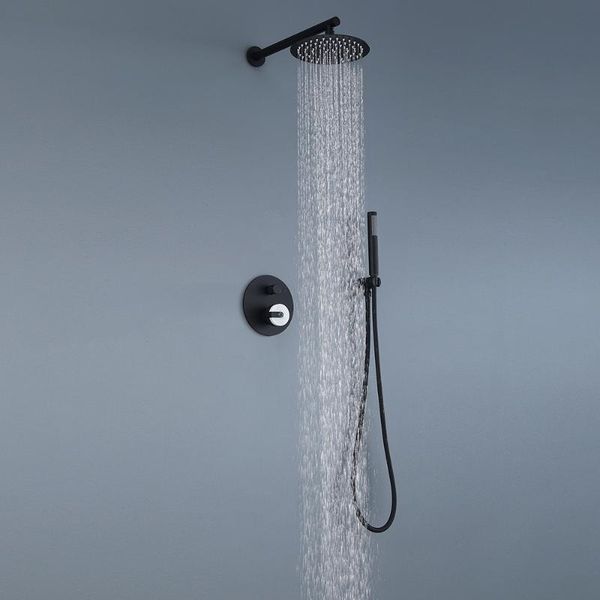 

shower system rainfall set 2-function with handheld water mixer tap faucet wall mount black bathroom sets