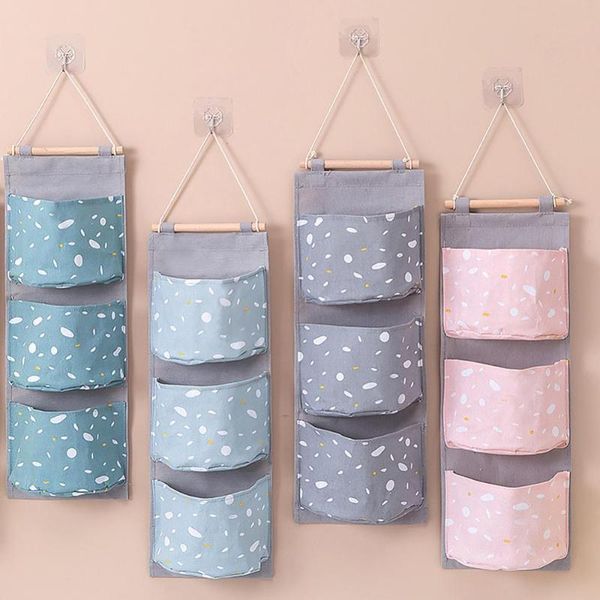 

storage boxes & bins 3-pocket oxford cloth wardrobe hanging bag wall door sundries bags pouch organizer