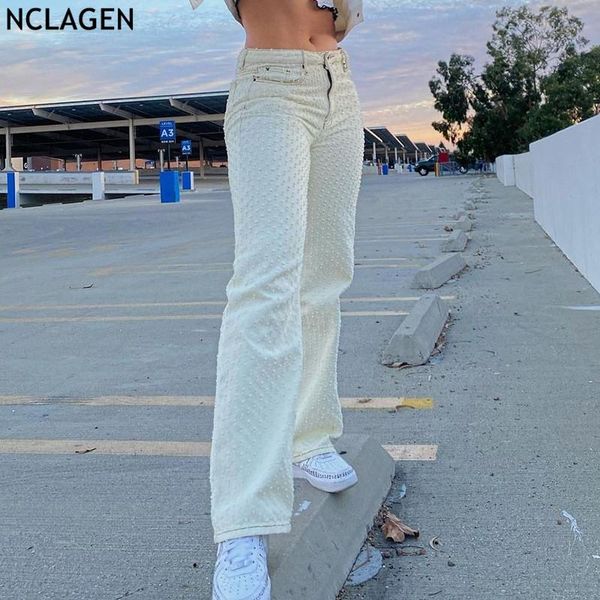 

ripped texture hole women jeans pants 2021 street fashion casual denim trousers omighty white brown disco vintage capris women's, Blue