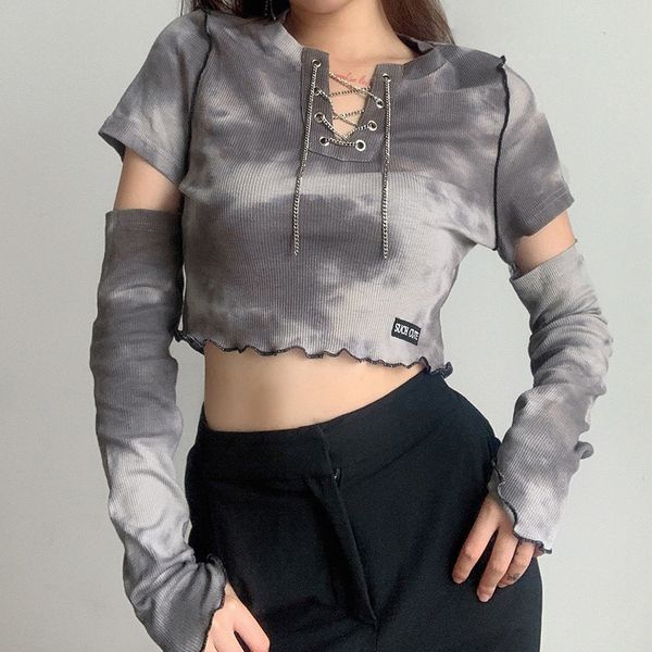 

t-shirt t-shirt design tie dye chain close edge slim top, White