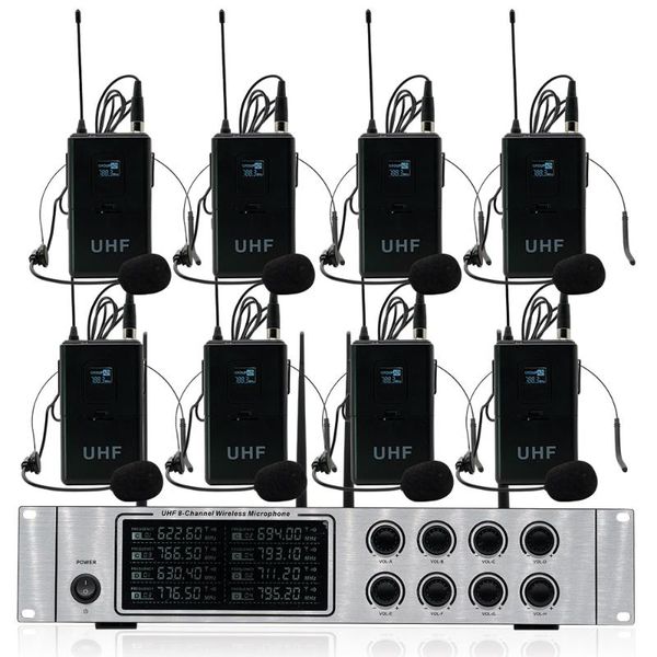 

wireless microphone system professional 8-channel headset microphones